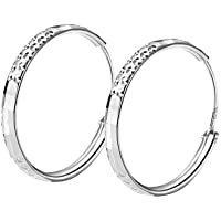 Los mejores  - T400 Pendientes Mujer Aro de Plata de Ley 925 Círculo 3 mm de Espesor-Regalo para Niñas Mujeres-Diámetro 25 35 45 55…